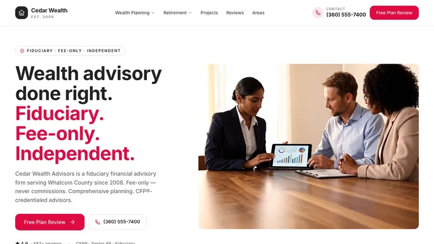 Financial Advisory Warm Hospitality demo website thumbnail