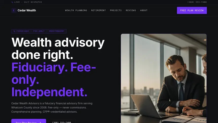 Financial Advisory Deep Contrast demo website thumbnail