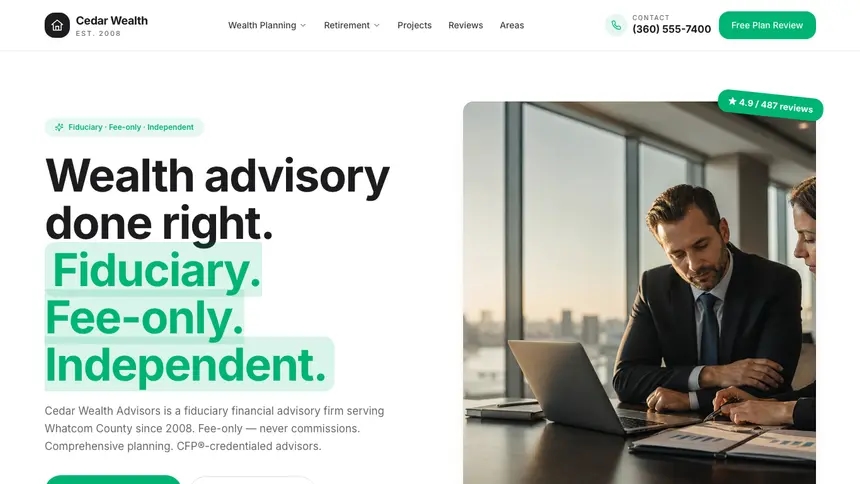 Financial Advisory Open Canvas demo website thumbnail
