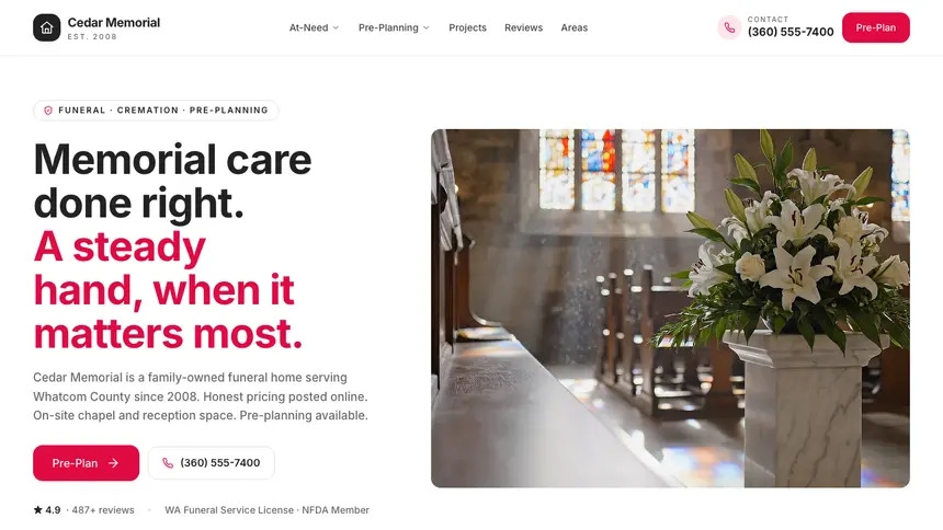 Funeral Services Warm Hospitality demo website thumbnail