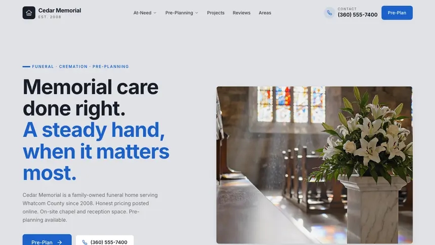 Funeral Services Structured Grid demo website thumbnail