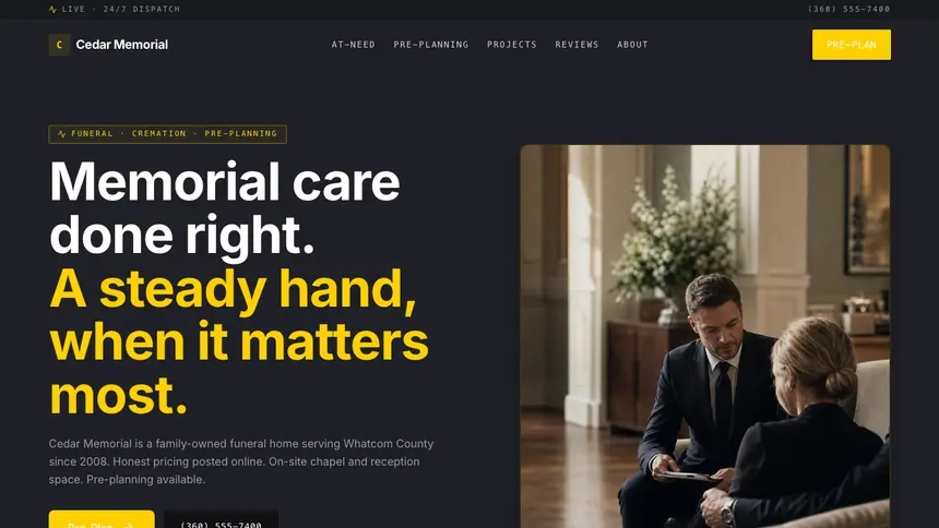 Funeral Services Bold Contrast demo website thumbnail