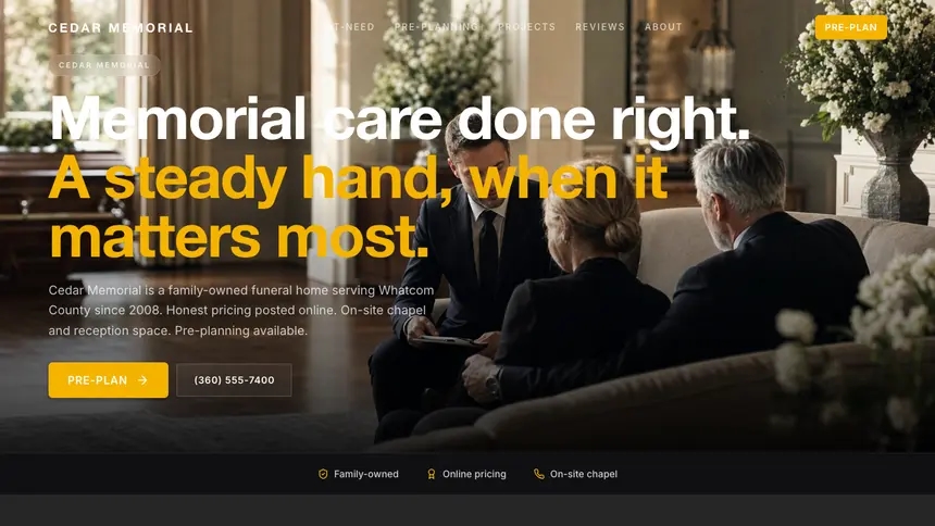 Funeral Services Performance Accent demo website thumbnail