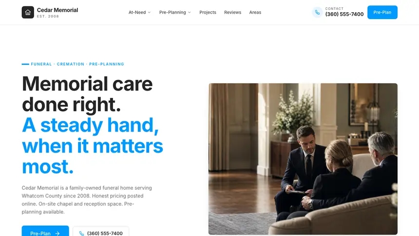 Funeral Services Clean Scheduler demo website thumbnail