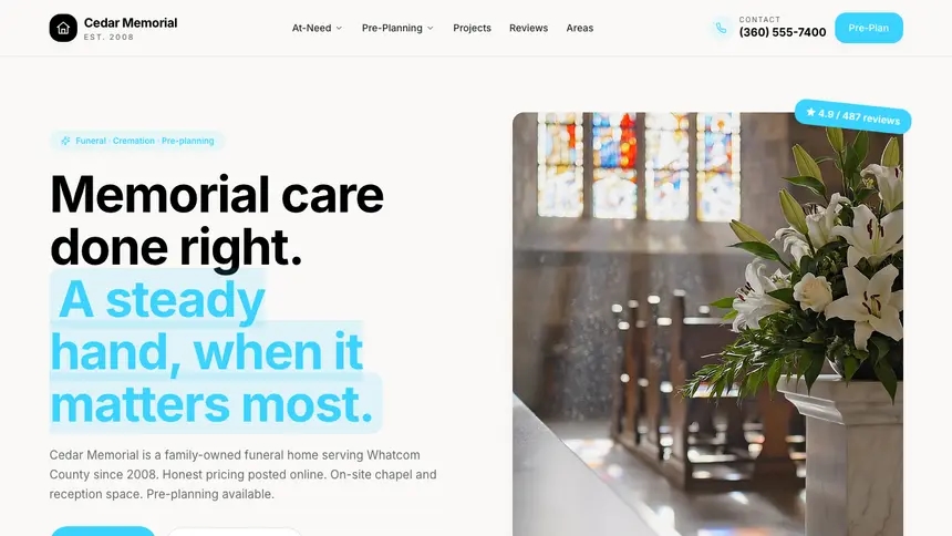 Funeral Services Crafted Neutral demo website thumbnail