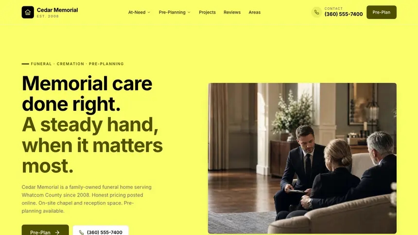 Funeral Services Data Clarity demo website thumbnail