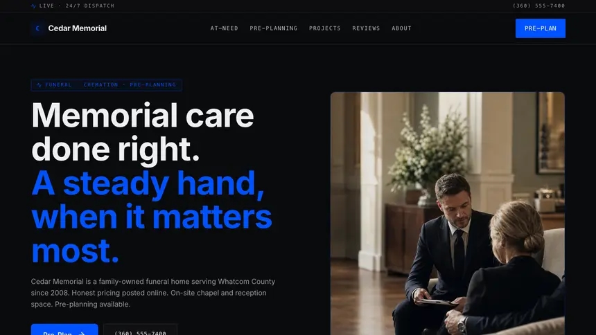 Funeral Services Trusted Finance demo website thumbnail