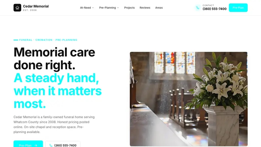 Funeral Services Modular Clean demo website thumbnail