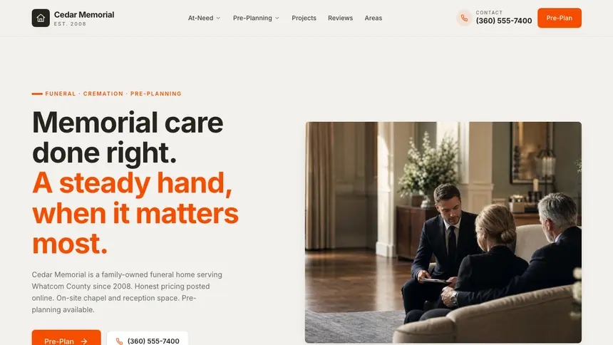 Funeral Services Focused Dark demo website thumbnail