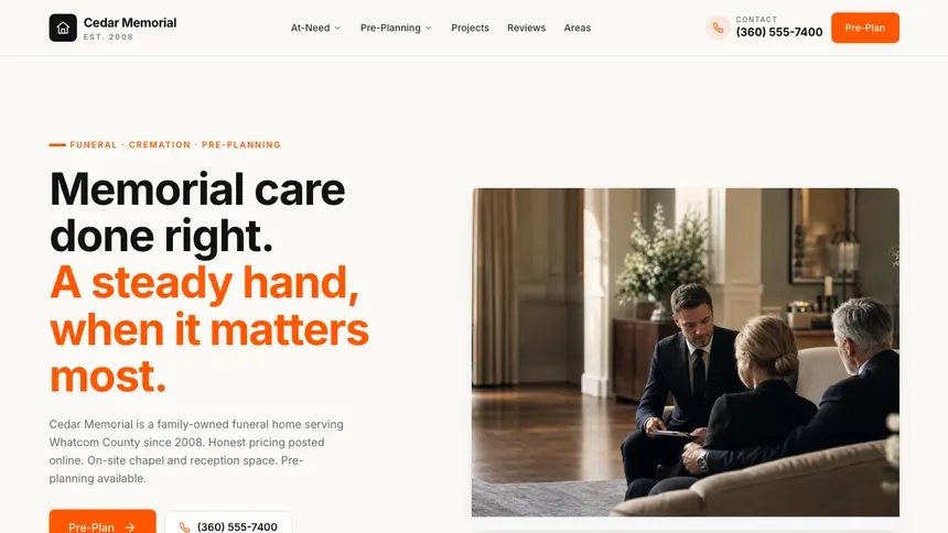 Funeral Services Approachable Support demo website thumbnail