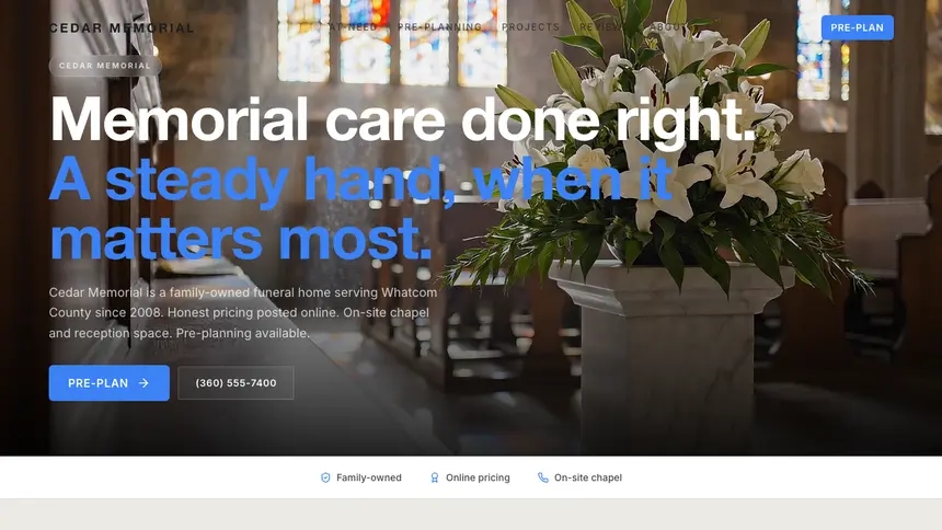 Funeral Services Soft Inviting demo website thumbnail