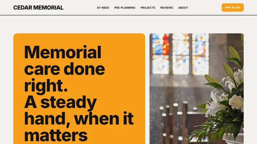 Funeral Services Confident Brand demo website thumbnail