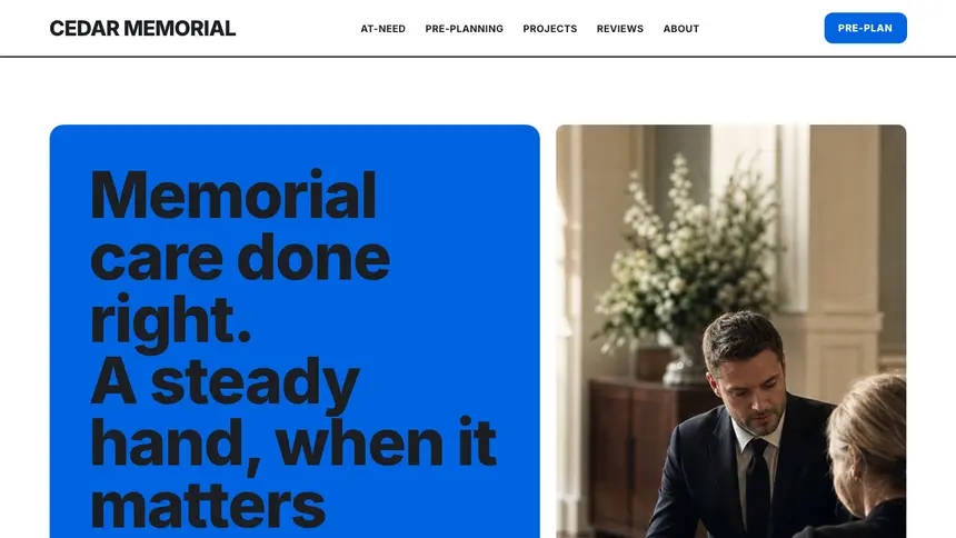 Funeral Services Open Social demo website thumbnail