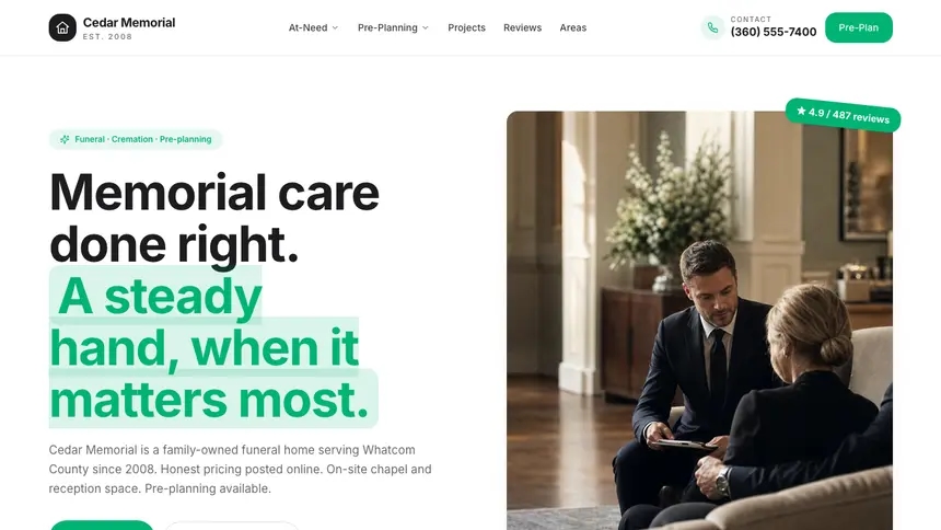 Funeral Services Open Canvas demo website thumbnail