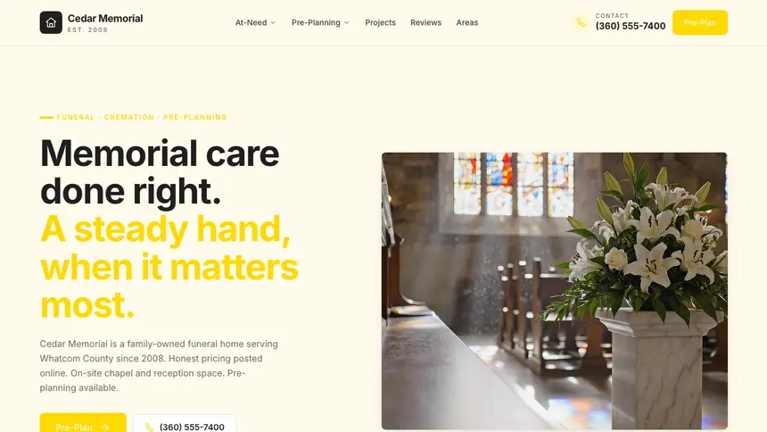 Funeral Services Refined Tech demo website thumbnail