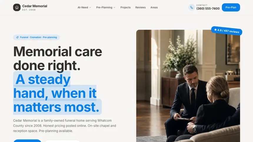 Funeral Services Clean Editorial demo website thumbnail