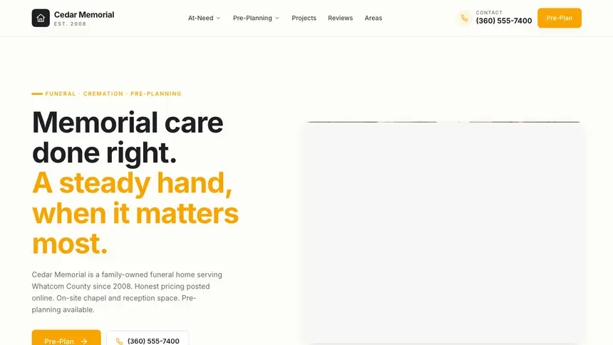 Funeral Services Playful Product demo website thumbnail