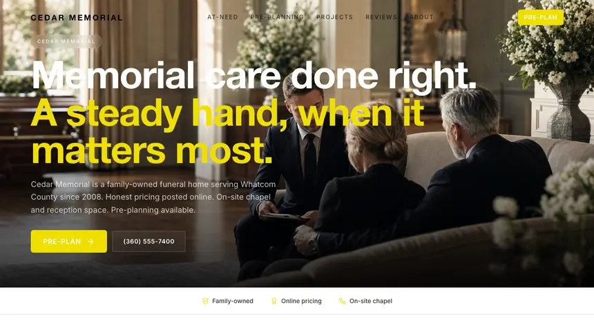 Funeral Services Modern European demo website thumbnail
