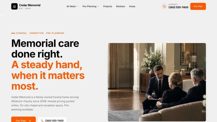 Funeral Services Minimal Mail demo website thumbnail
