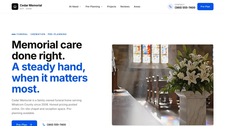 Funeral Services Editorial Content demo website thumbnail