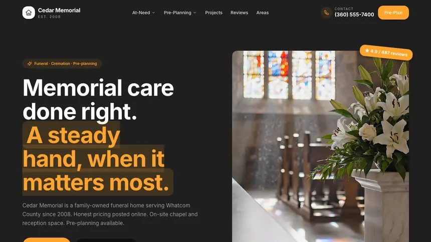 Funeral Services Vibrant Media demo website thumbnail