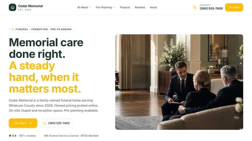 Funeral Services Warm Retail demo website thumbnail