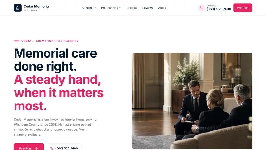 Funeral Services Polished Gradient demo website thumbnail