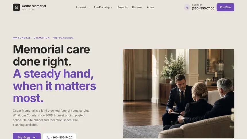 Funeral Services Sleek Premium demo website thumbnail