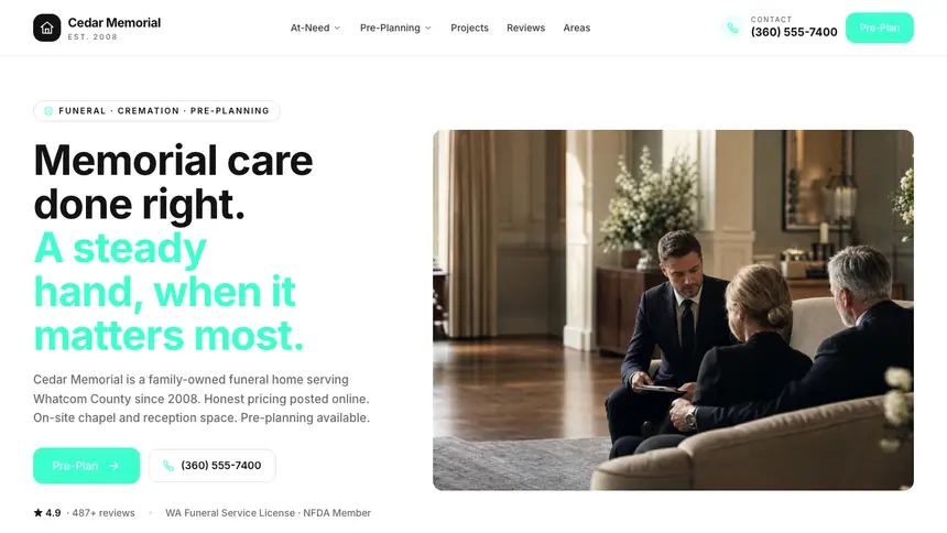 Funeral Services Editorial Media demo website thumbnail