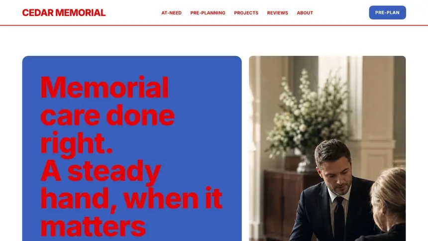 Funeral Services Confident Telecom demo website thumbnail