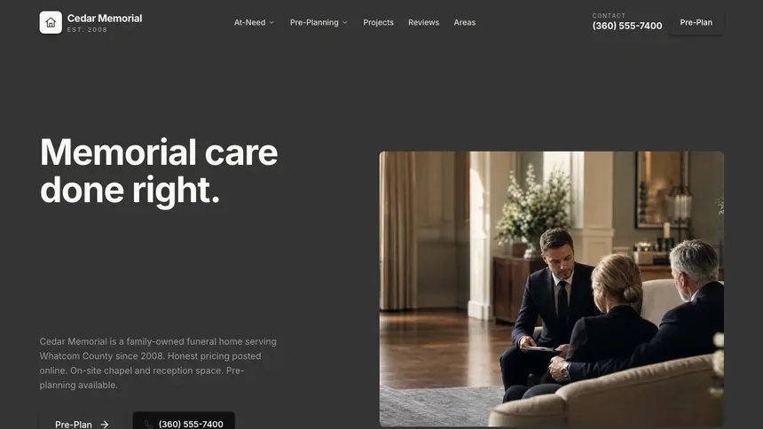 Funeral Services Fast Utility demo website thumbnail