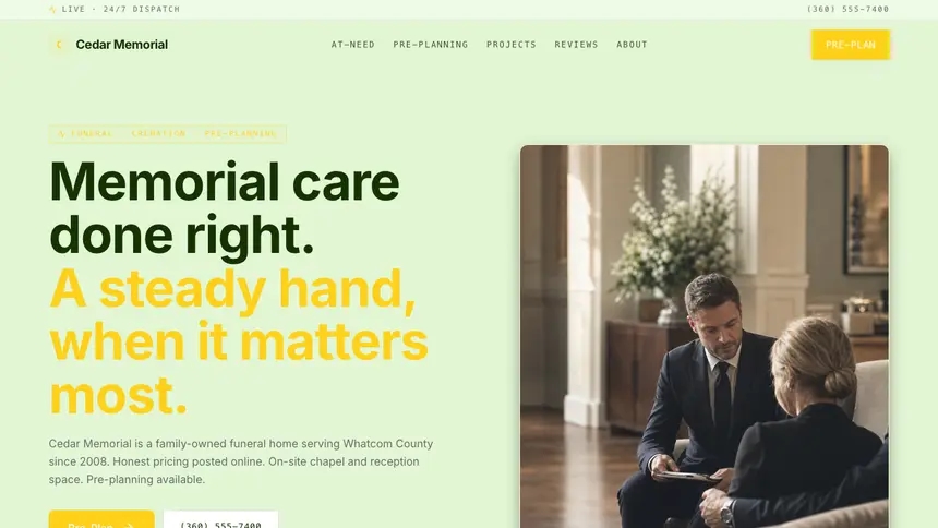 Funeral Services Bright Finance demo website thumbnail