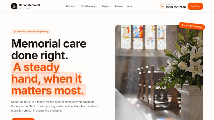 Funeral Services Connected Workflow demo website thumbnail