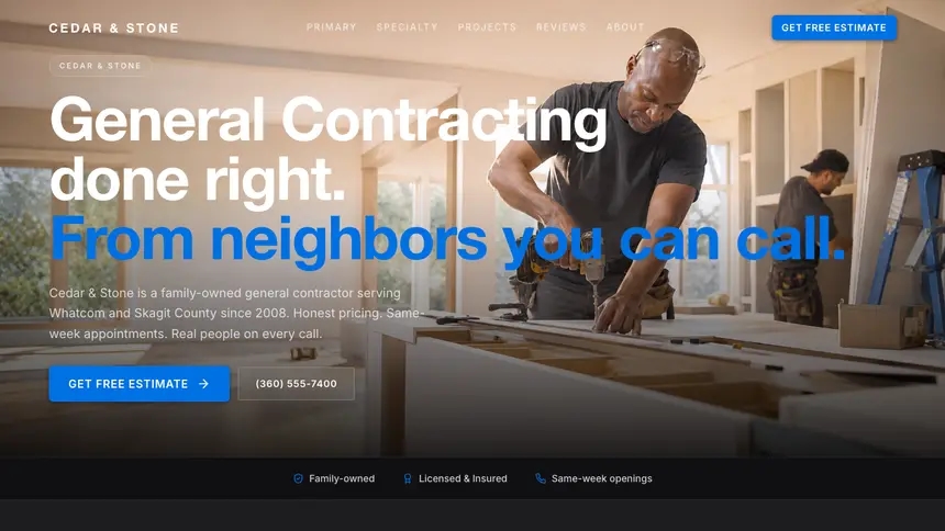 General Contracting Minimal Premium demo website thumbnail