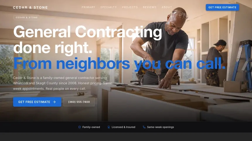 General Contracting Precision Classic demo website thumbnail