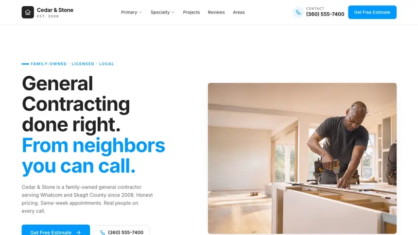 General Contracting Clean Scheduler demo website thumbnail
