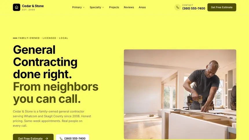 General Contracting Data Clarity demo website thumbnail