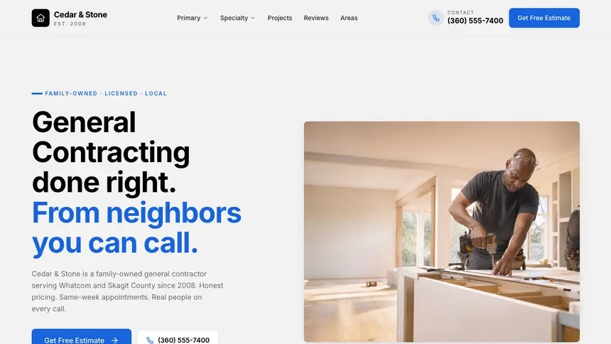 General Contracting Calm Professional demo website thumbnail