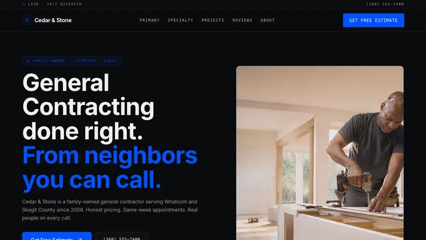 General Contracting Trusted Finance demo website thumbnail