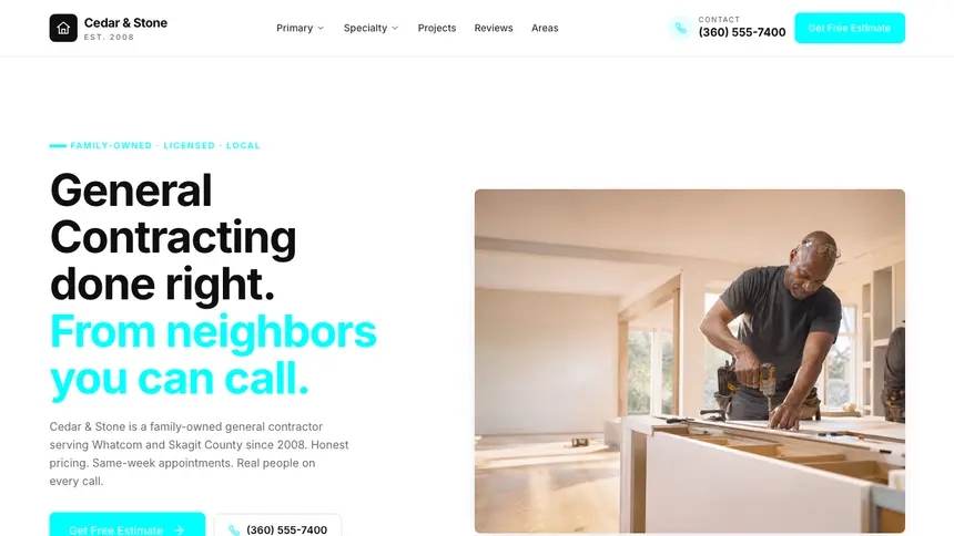 General Contracting Modular Clean demo website thumbnail
