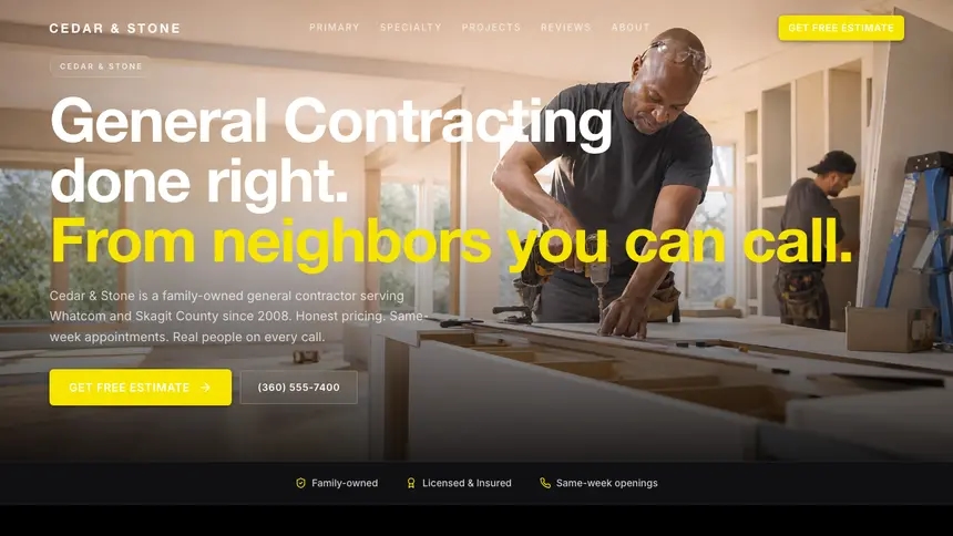 General Contracting Bold Performance demo website thumbnail