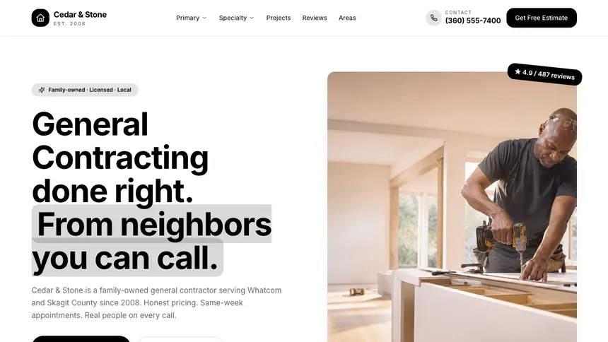 General Contracting Playful Creative demo website thumbnail