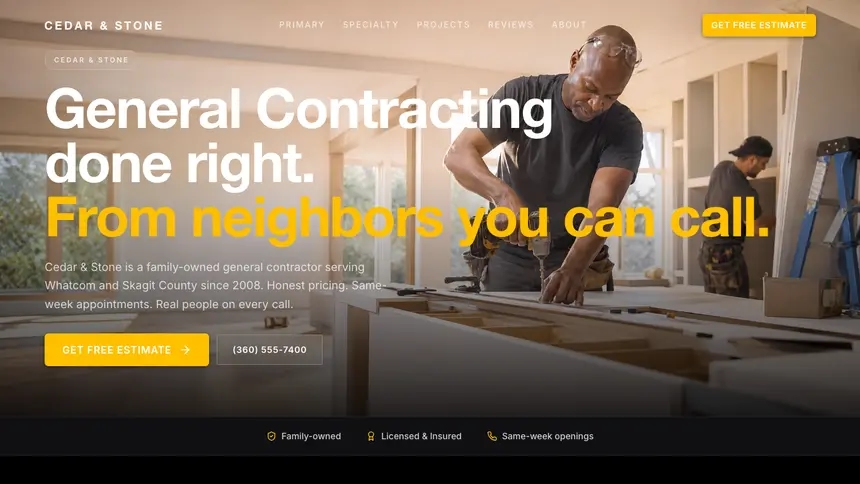 General Contracting High Impact demo website thumbnail