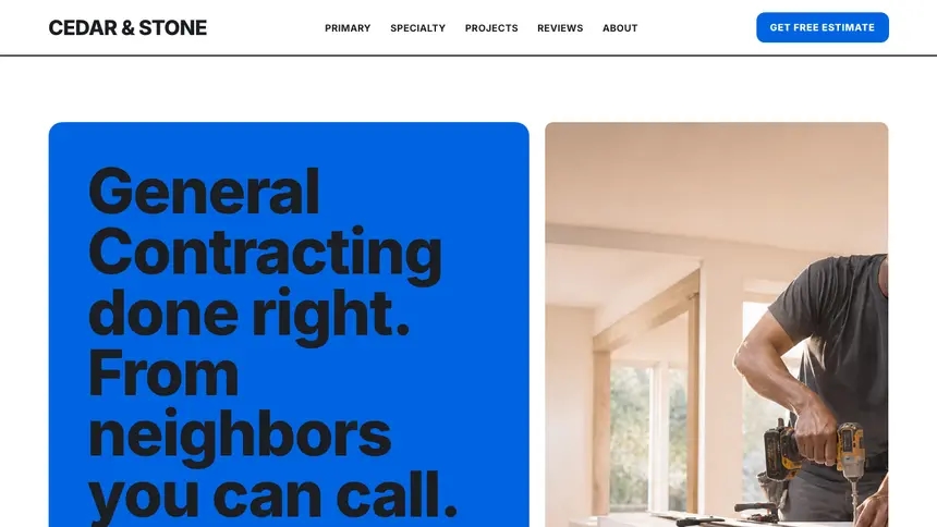 General Contracting Open Social demo website thumbnail