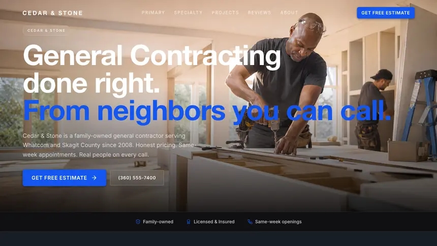 General Contracting Compact Modern demo website thumbnail