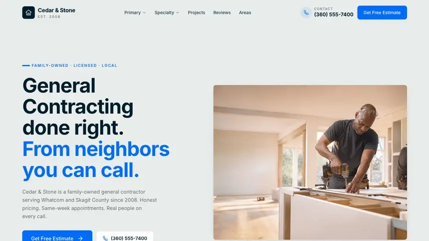 General Contracting Fresh Green demo website thumbnail
