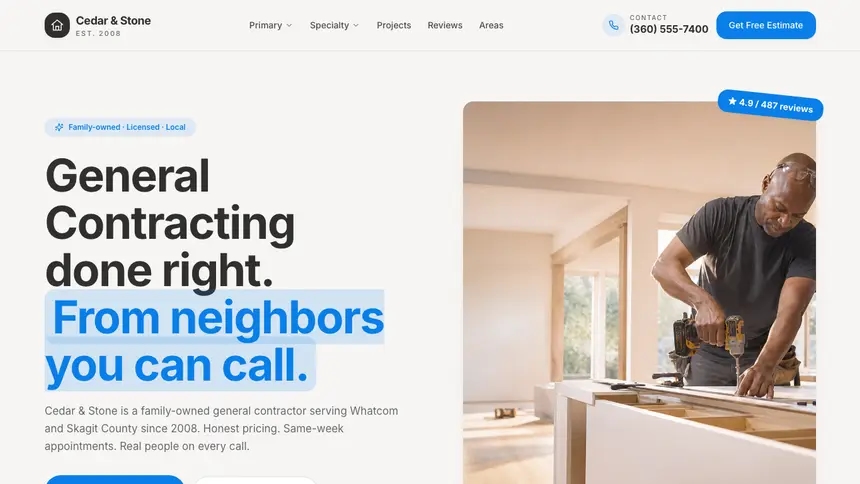 General Contracting Clean Editorial demo website thumbnail