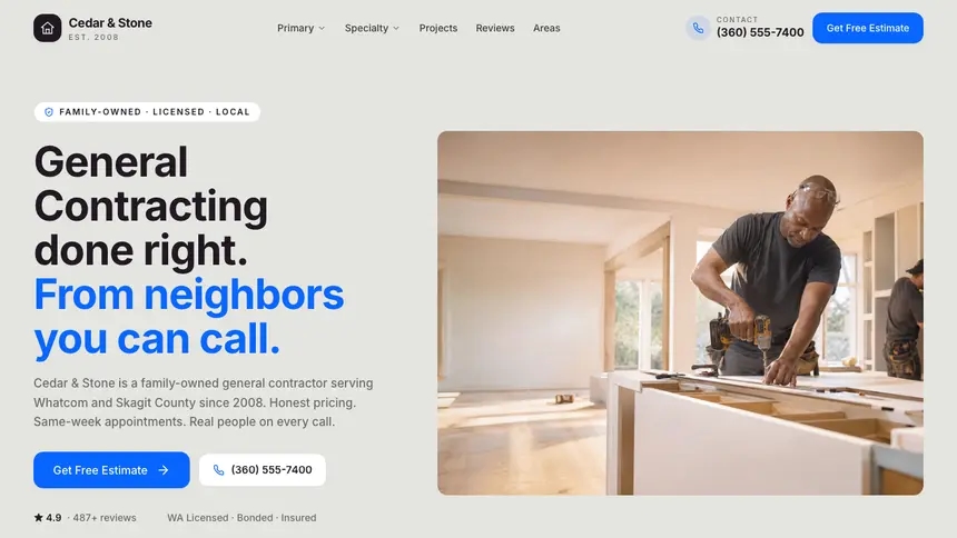 General Contracting Visual Discovery demo website thumbnail