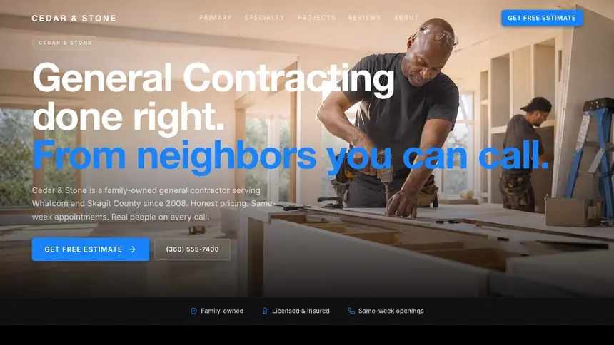General Contracting Dynamic Bold demo website thumbnail