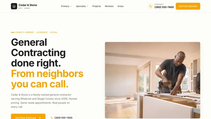 General Contracting Playful Product demo website thumbnail